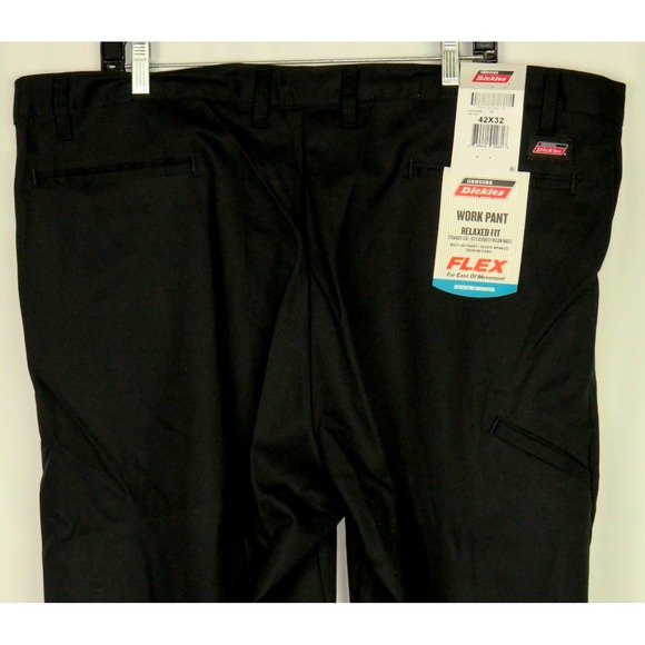 NEW! DICKIES Black FLEX Relaxed Fit Straight Leg Work Pants Men's 42 X 32 NWT! - Picture 1 of 8